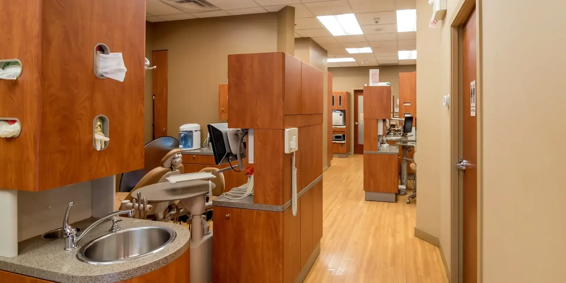 Open treatment bay and hallway